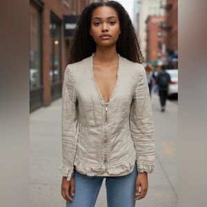 Inc linen grey blazer zip up small #linen #business casual